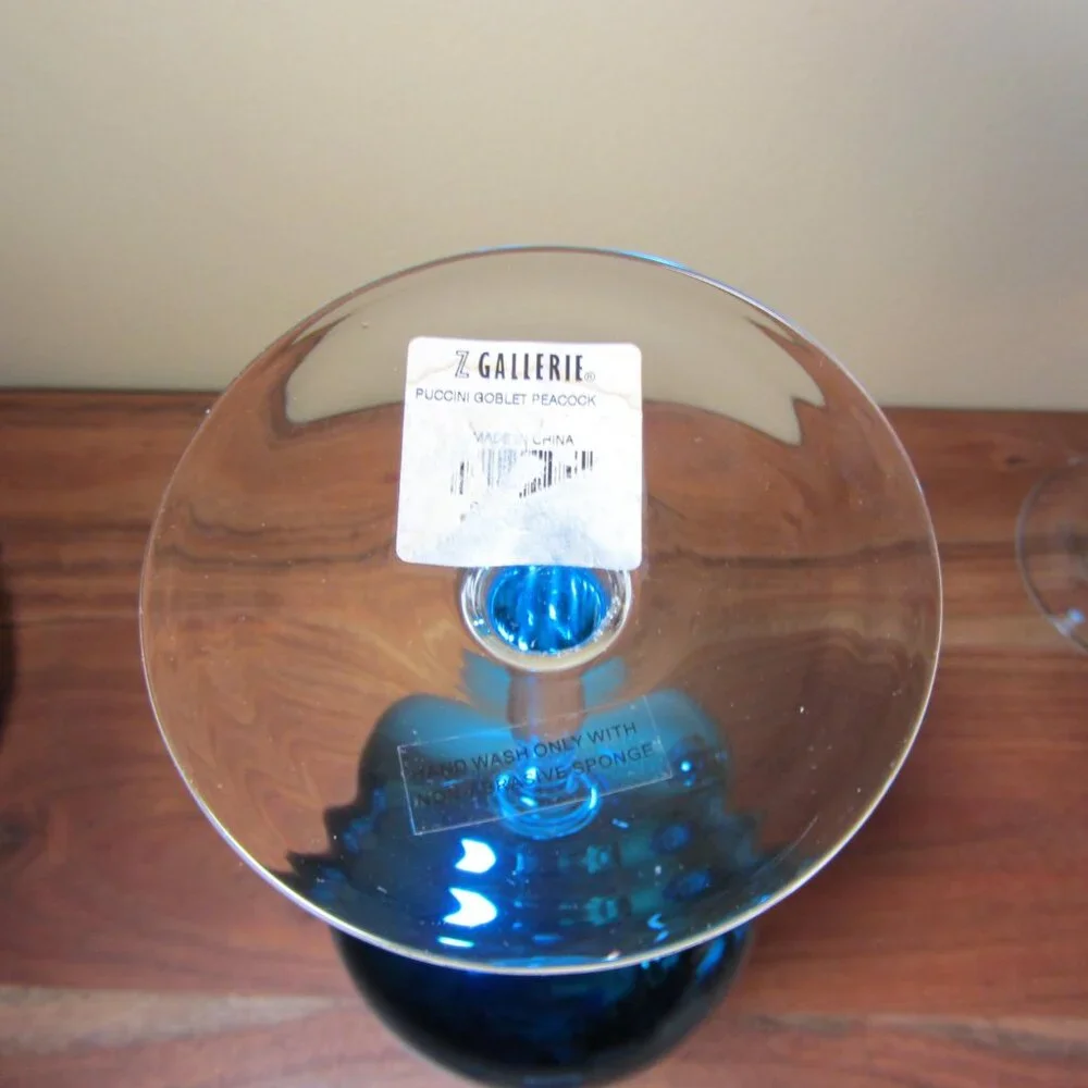 28 oz Z. Gallerie Puccini goblet wine glass peacock blue NWT (W5027)